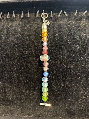 Glass lamp work bead bracelet